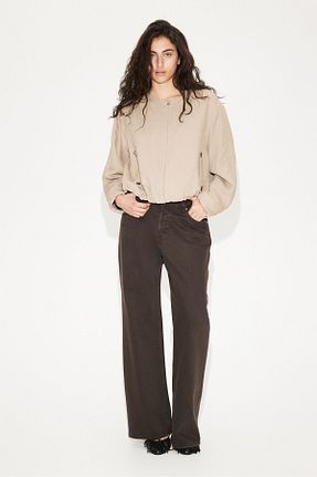 کت بژ زنانه مخلوط کتان H&M - کد 904710501