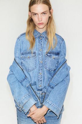 بلوز آبی زنانه ساده H&M - کد 904710673