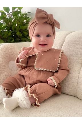 سرهمی قهوه ای بچه گانه آستین ژولیده/ چروک Jammybaby - کد 849038725