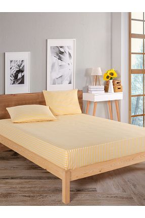 ست ملحفه دونفره زرد پنبه ای LUYASHOP - کد 900502604
