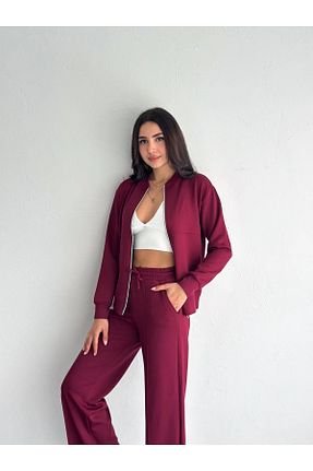 ست گرمکن زرشکی زنانه پنبه ای SEVOS - کد 903697107