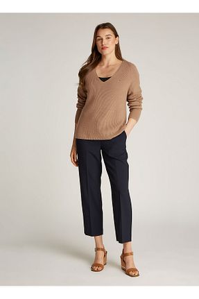 پلیور قهوه ای زنانه یقه هفت Tommy Hilfiger - کد 903708074