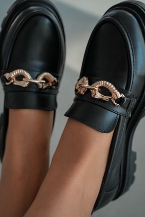 کفش لوفر مشکی زنانه چرم لاکی selinshoes - کد 904799199