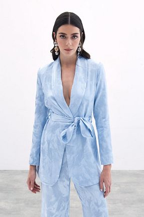 کت آبی زنانه دو سینه Sateen - کد 903748923