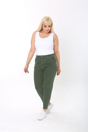 شلوار سایز بزرگ خاکی زنانه پنبه ای CEDY DENIM - کد 456647359