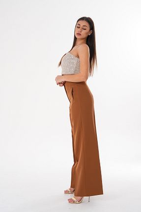 شلوار قهوه ای زنانه پاچه پهن JANSO GROUP - کد 901909524