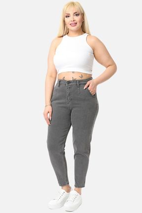 شلوار سایز بزرگ طوسی زنانه پنبه ای CEDY DENIM - کد 287112511