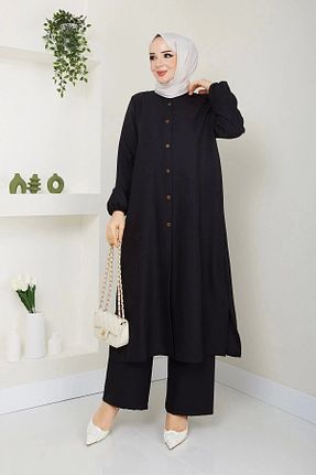 ست بالاتنه و پائین تنه سایز بزرگ مشکی زنانه کش دار kaes giyim - کد 812922621