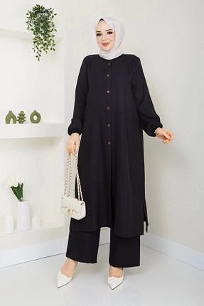 ست بالاتنه و پائین تنه سایز بزرگ مشکی زنانه کش دار kaes giyim - کد 812922621