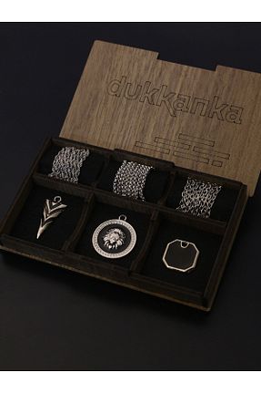 گردنبند جواهر طوسی مردانه روکش نقره Dukkanka - کد 903753648