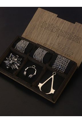 گردنبند جواهر طوسی مردانه روکش نقره Dukkanka - کد 903756604