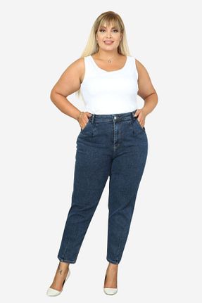 شلوار سایز بزرگ آبی زنانه پنبه ای CEDY DENIM - کد 143385019