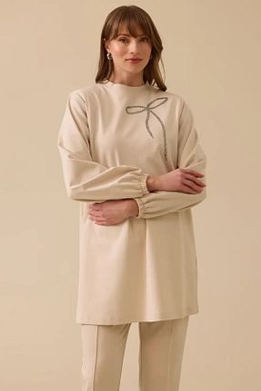 سوئیشرت بژ زنانه نقش دار / کار شده SEÇİL - کد 903757210