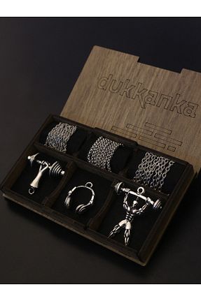 گردنبند جواهر طوسی مردانه روکش نقره Dukkanka - کد 903756113