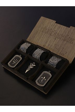 گردنبند جواهر طوسی مردانه روکش نقره Dukkanka - کد 903753907