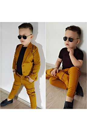 ست بالاتنه و پائین تنه زرد بچه گانه بافتنی Burçak Kids - کد 316043840