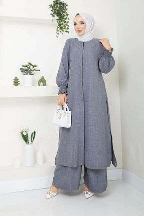ست بالاتنه و پائین تنه حجاب طوسی زنانه کارگو kaes giyim - کد 846795868