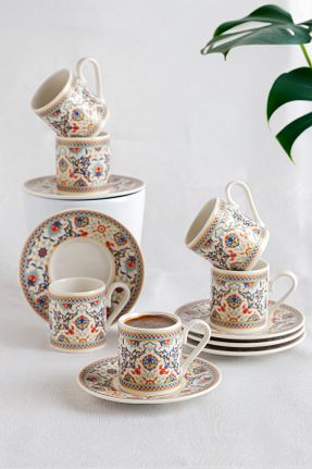 فنجان قهوه بژ 6 نفره AEN PORSELEN - کد 865429663