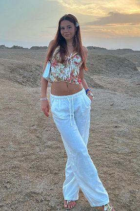 شلوار سفید زنانه پنبه ای Madmext - کد 772799660