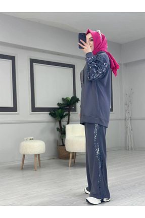 ست بالاتنه و پائین تنه حجاب طوسی زنانه رگولار ButikKardelen - کد 903793235