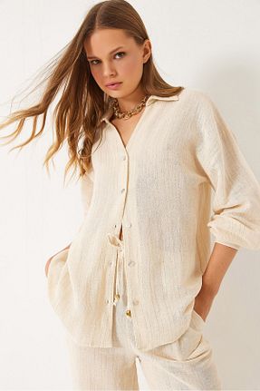 پیراهن بژ زنانه اورسایز Bianco Lucci - کد 903814235