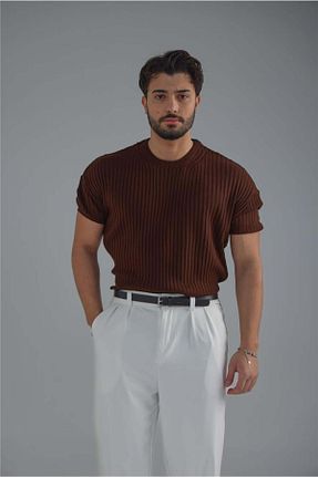 تیشرت قهوه ای مردانه گشاد OUTFİT MAN - کد 903807401
