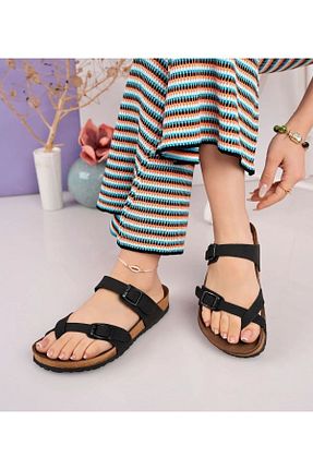 دمپائی مشکی زنانه چرم مصنوعی WOSSE - کد 903804826