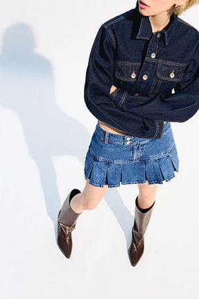 دامن آبی زنانه پنبه ای Bershka - کد 903816658