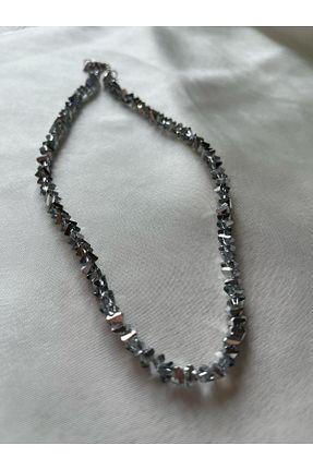 گردنبند استیل ( فولاد ) طوسی زنانه سنگ RNOVA STORE - کد 903807347