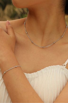 گردنبند استیل ( فولاد ) سفید زنانه استیل ضد زنگ Takı Dükkanı - کد 845133571