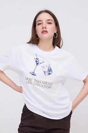 تیشرت سفید زنانه رگولار Addax - کد 903831205