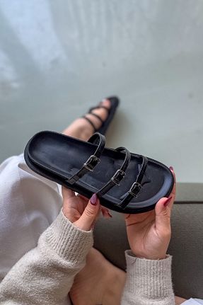 دمپائی مشکی زنانه پاشنه تخت SHOEBELLAS - کد 904988244