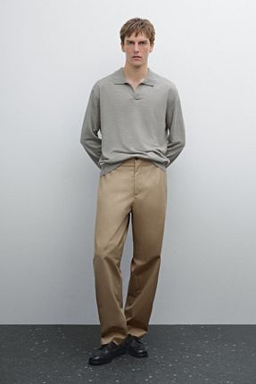 پلیور بژ مردانه ساده Massimo Dutti - کد 903846875