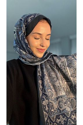 شال سرمه ای زنانه پنبه ای Helyabutik - کد 901754047
