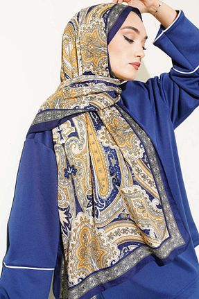 شال سرمه ای زنانه پنبه ای Helyabutik - کد 903879593