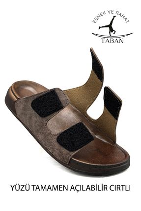 دمپائی قهوه ای مردانه چرم مصنوعی sermoda - کد 903869427