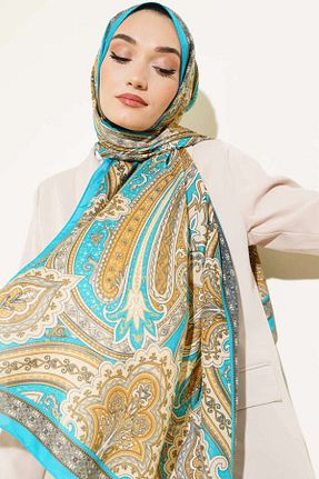 شال فیروزه ای زنانه پنبه ای Helyabutik - کد 903880852