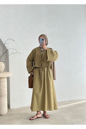 ست بالاتنه و پائین تنه سبز زنانه بافتنی MODA AKSA - کد 903881872