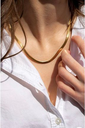 گردنبند استیل ( فولاد ) طلائی زنانه استیل ضد زنگ Takimakstore - کد 903908356