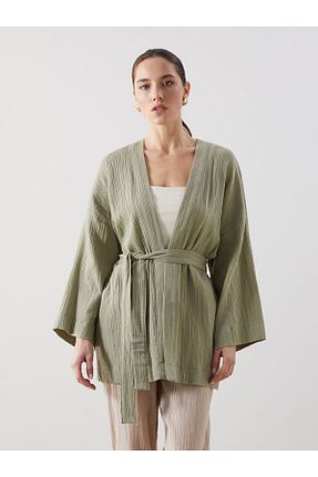 کیمونو و کافتان خاکی زنانه ساده LC Waikiki - کد 921157808