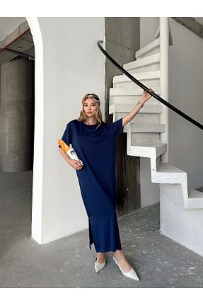 لباس سرمه ای زنانه بافت floral fashıon - کد 903981396