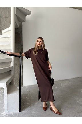 لباس قهوه ای زنانه بافت floral fashıon - کد 903981415