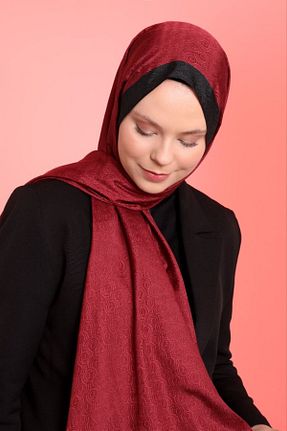 شال زرشکی زنانه پلی ساتن Levidor - کد 904026571
