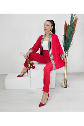 کیمونو و کافتان قرمز زنانه لیکرا Altı Üstü Butik - کد 863629105