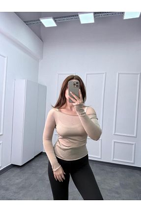 بلوز بژ زنانه ساده songül özdeş - کد 904037777