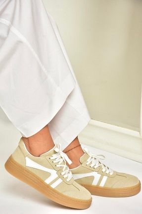 کفش اسنیکر بژ زنانه بند دار Fox Shoes - کد 904044536