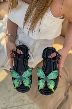 صندل مشکی زنانه پاشنه تخت SHOEBELLAS - کد 904047694