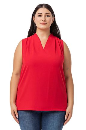 بلوز سایز بزرگ قرمز زنانه رگولار DISENTIS MODEST - کد 904078154
