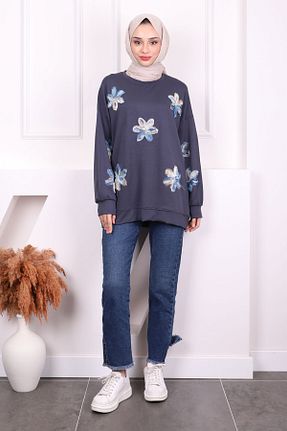 سوئیشرت حجاب طوسی زنانه مخلوط پلی استر İmajButik - کد 904070284