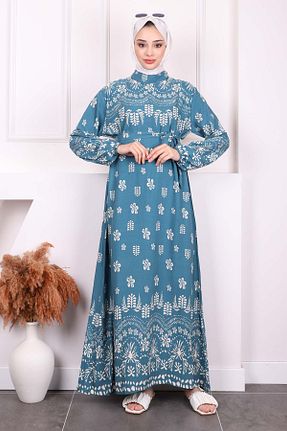 لباس حجاب آبی زنانه رگولار İmajButik - کد 904071742